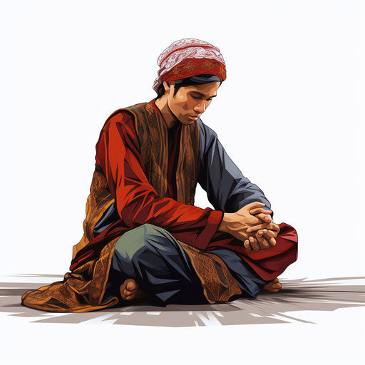 Muslim man praying, precise and sharp abstract art