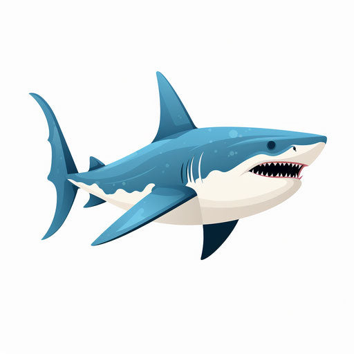Minimalist style shark clipart, on white background
