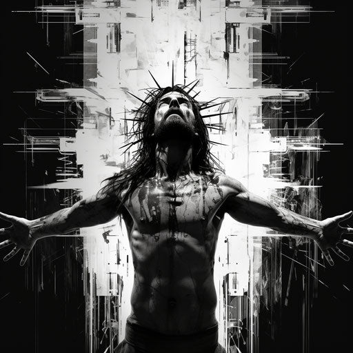 Jesus on the Cross, Dynamic Linear Composition, Monochromatic Design