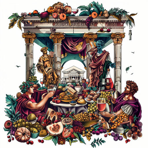 Vibrant and colorful Roman feast