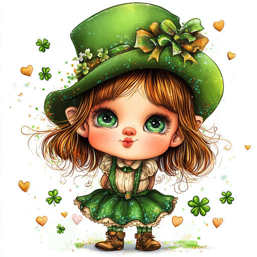 St. Patrick's Day baby girl, clipart on white background