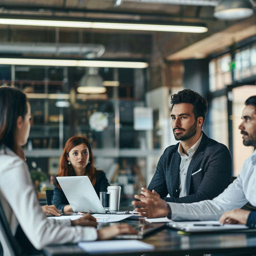 Diverse team meeting led by a businessman