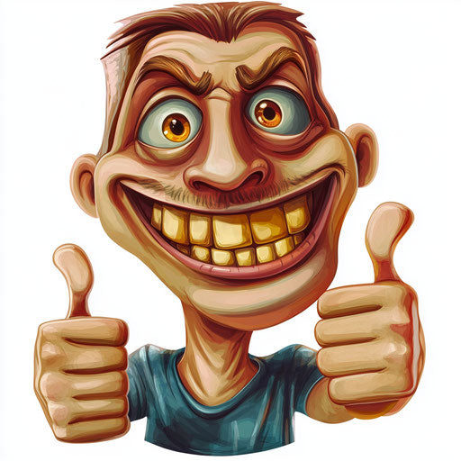 Humorous caricature of a head with human characteristics