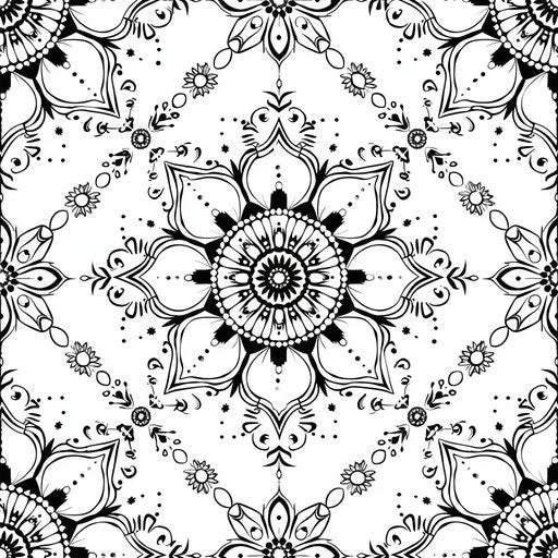 Coloring page with mandala patterns, wallpaper style