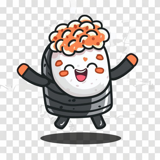 Sushi roll mascot dancing
