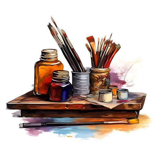 Impressionistic Art stationery clipart on white background