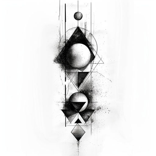 Three dots in geometric shapes in reflective tattoo sketch