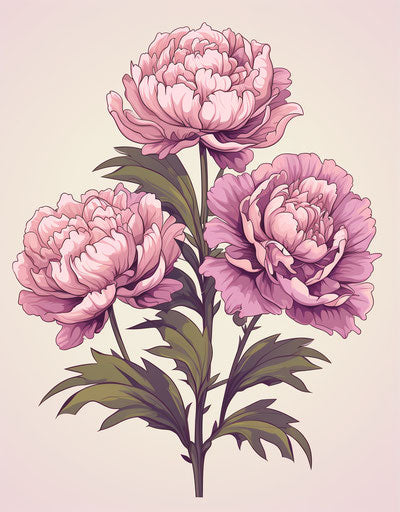 Free vector floral tattoo of 3 purple peonies on beige