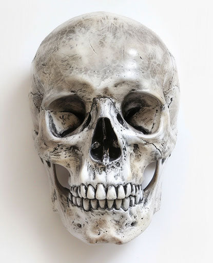 Human skull on white background, grandparentcore, gothcore