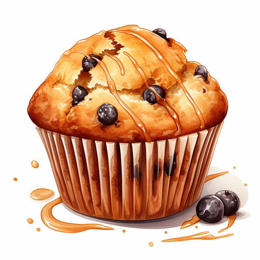Muffin illustration in the style of oil painting on white background