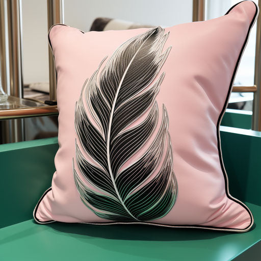 Black and white feather print pillow
