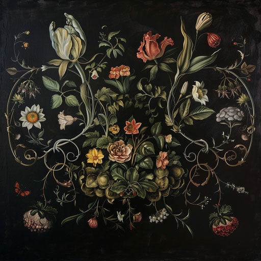 Botanical chest piece with vines and flowers