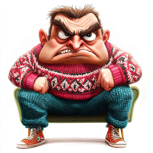 Professional Ugly Christmas Sweater Caricature Clipart in High-Definition