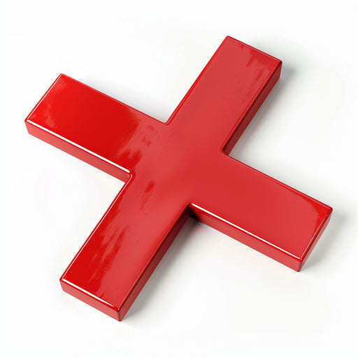 Red cross clipart in a photorealistic style on flat white background
