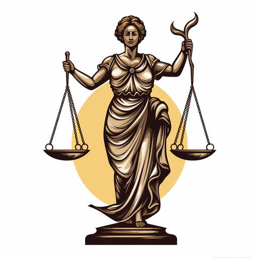 Minimalist style justice clipart on white background