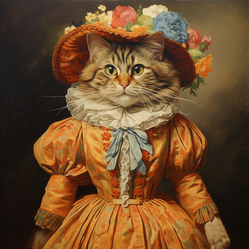 Cat dressed as a woman