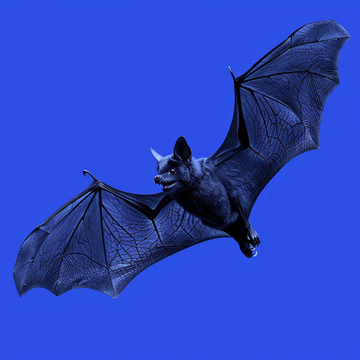 Realistic vibrantly shining bat clipart on royal blue