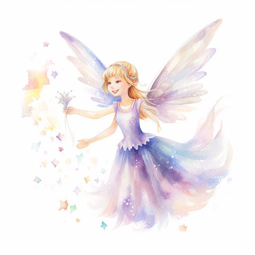 Tooth fairy clipart in the style of Impressionistic Art, on a white background