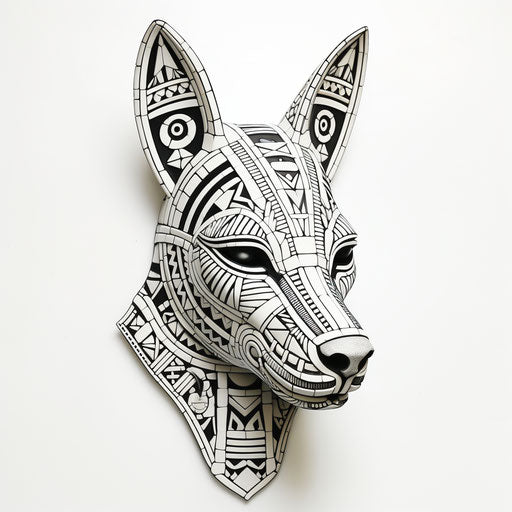 Egyptian head coloring page, minimalistic canine sculptures style