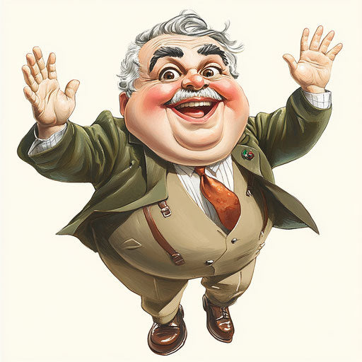 Humorous caricature of a Michael Collins clipart with human characteristics