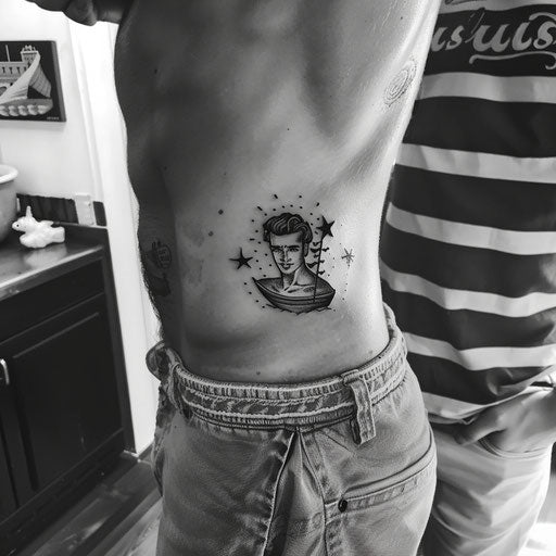 Rib tattoos for men with sailor motifs