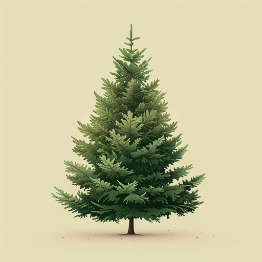 Realistic Christmas Tree Clipart on Muted Olive Background