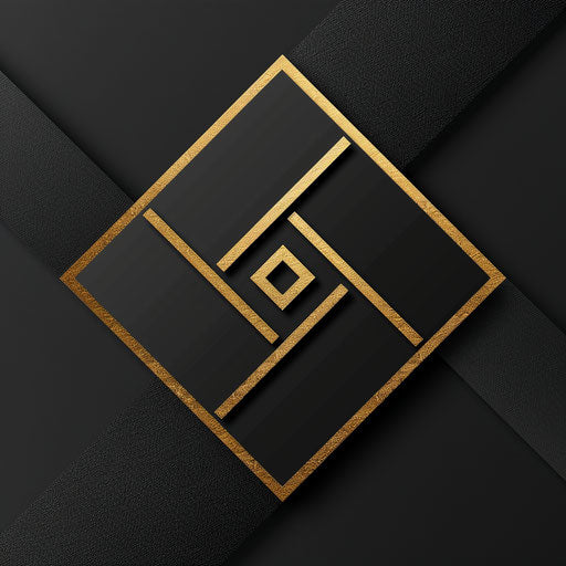 Luxury construction logo with black and gold accents on a sleek background