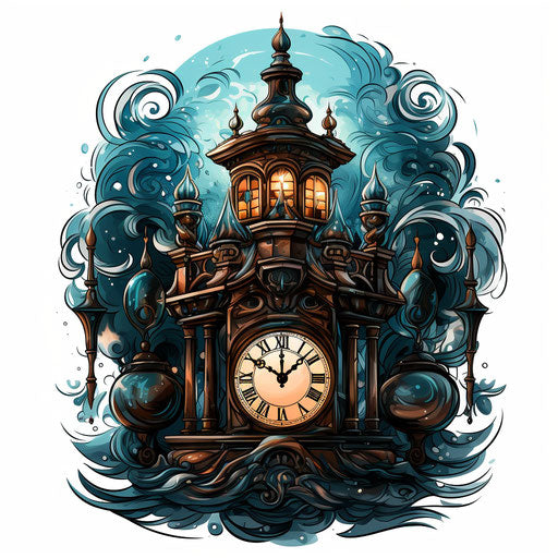 New year clipart in the style of Chiaroscuro Art, on a white background