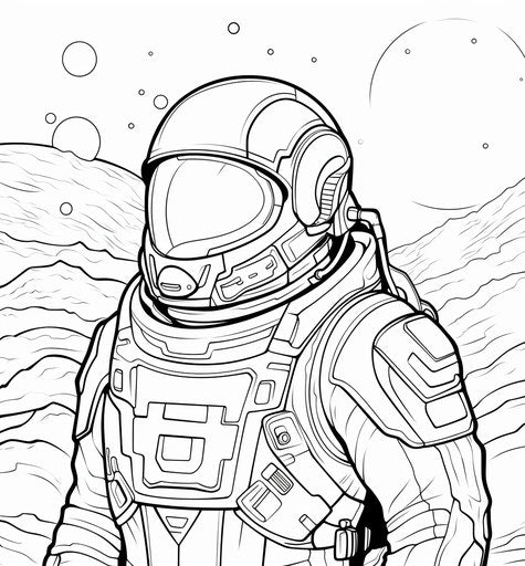 Astro coloring page with futuristic spacecraft design