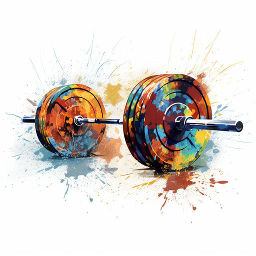 Barbell in the style of Impressionistic Art, on white background