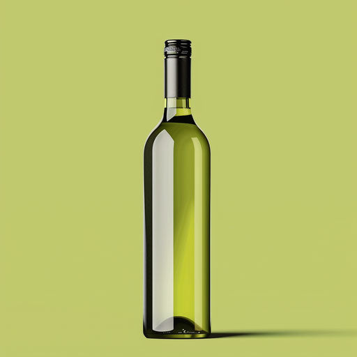 Realistic bottle illustration against chartreuse background, surreal brightness