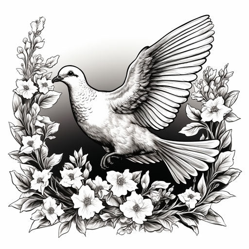 Symbol of peace and compassion in detailed engraving