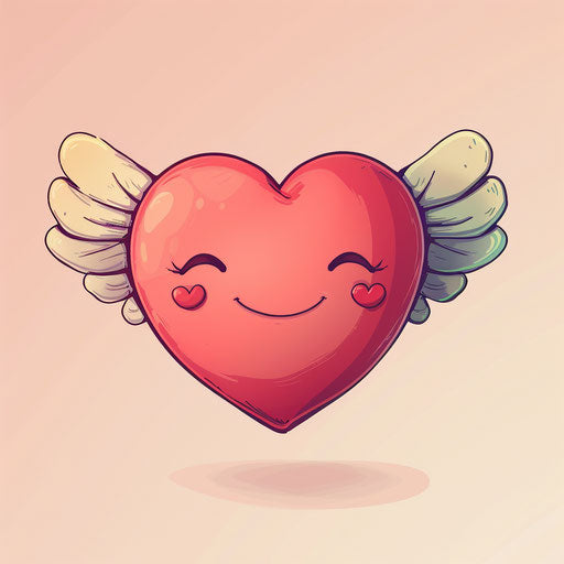 Adorable animated winged heart