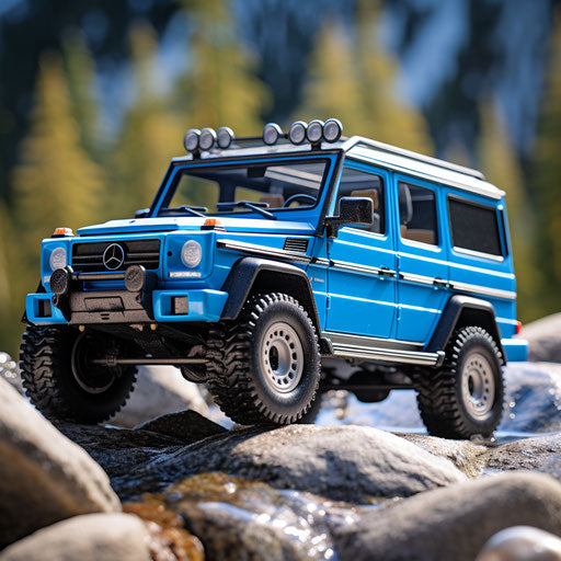 Bright blue classic off-road vehicle
