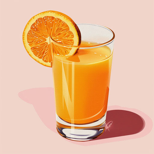 Serene Dusky Rose Background with Realistic Orange Juice Clipart