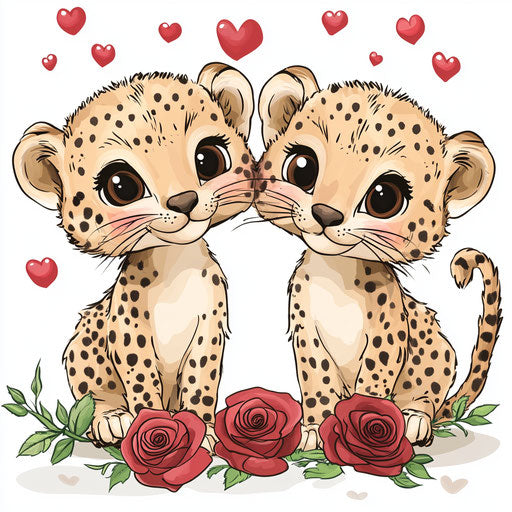 Two cute baby cheetahs on Valentine's Day