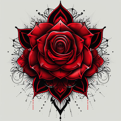 Affordable rose tattoos in vector art, Aztec style