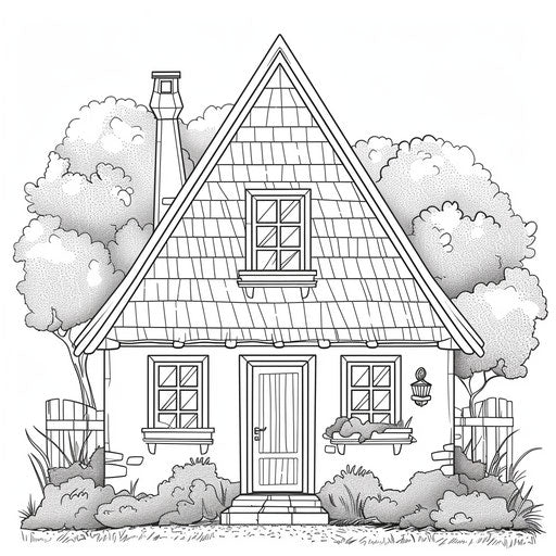 House with triangular roof and two windows