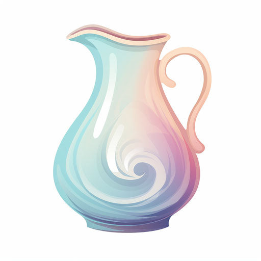 Illustration of jug in Pastel Colors Art style on white background