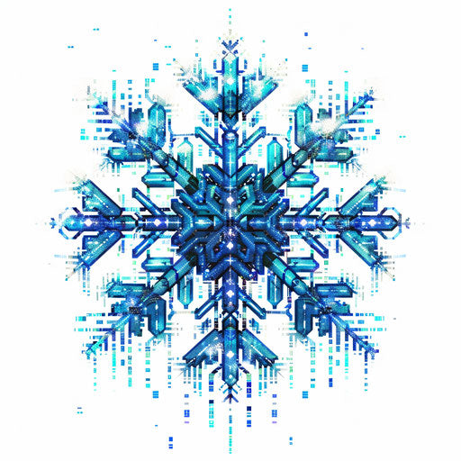 Sketch of snowflake tattoo in pixel art style