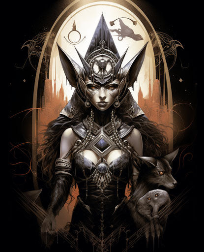 Tattoo of Egyptian pharaoh in triangle with steampunk creatures