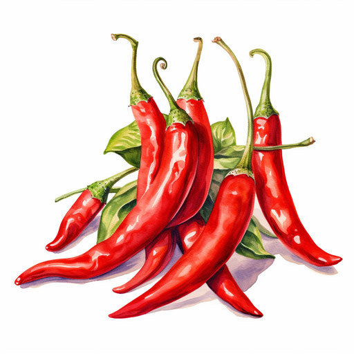 Chilli clipart in the style of Oil painting, on a white background