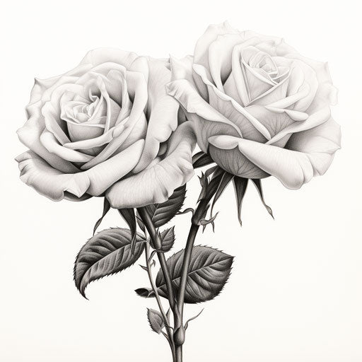 Pencil drawing of roses, chicano art realistic and detailed