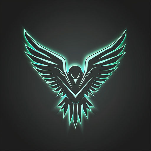 Futuristic eagle logo with neon elements and sleek design