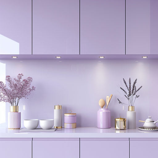 Cupboard clipart on soft lavender background with realistic details