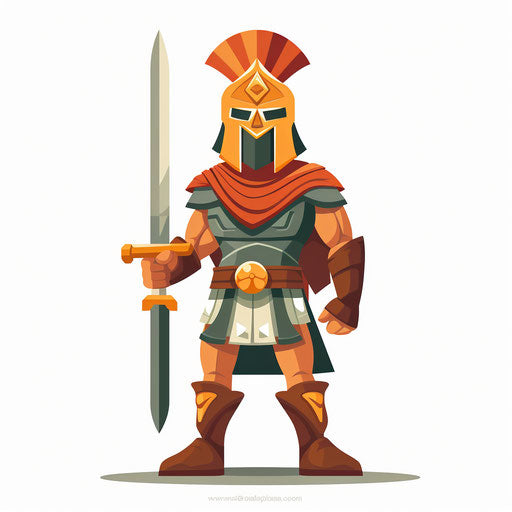 Warrior in minimalist style on white background