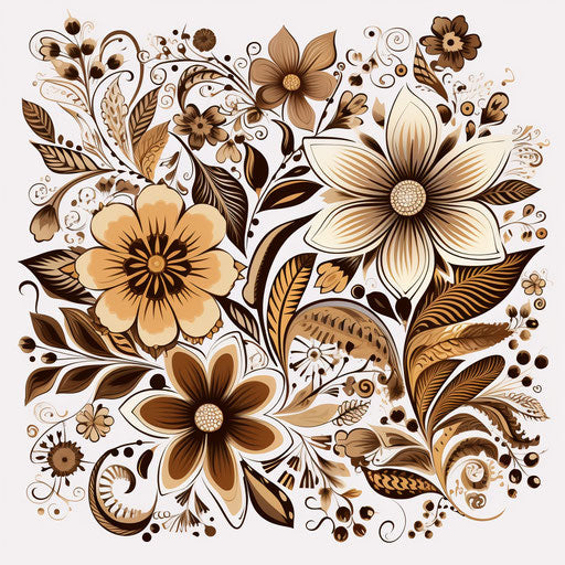 Danish doodle art for flowers in light brown and beige