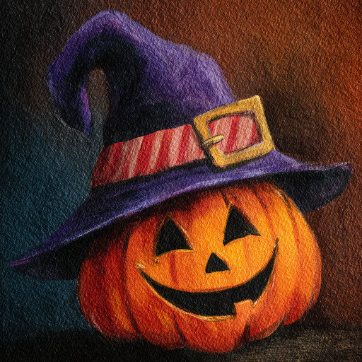 Smiling Pumpkin with a Witch's Hat