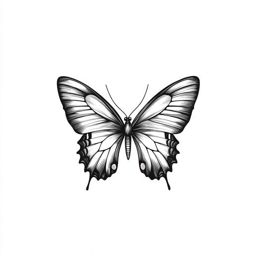 Minimalist black & white butterfly tattoos for women