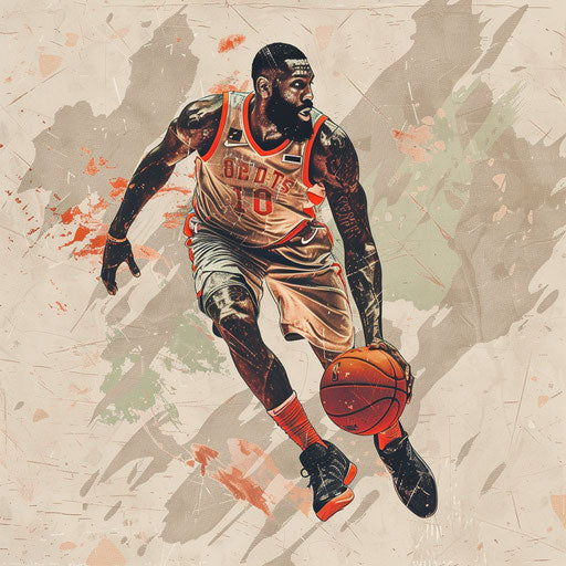 Basketball player clipart in photo realistic quality on a flat beige background